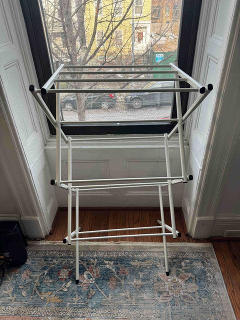 Off-White Foldable Clothes Drying Rack, W21"