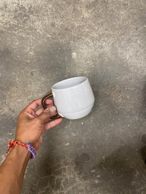 White Mug With Brown Handle