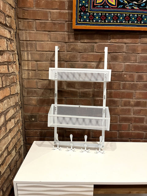 White Over-the-Door Mesh Organizer, W14xH28"