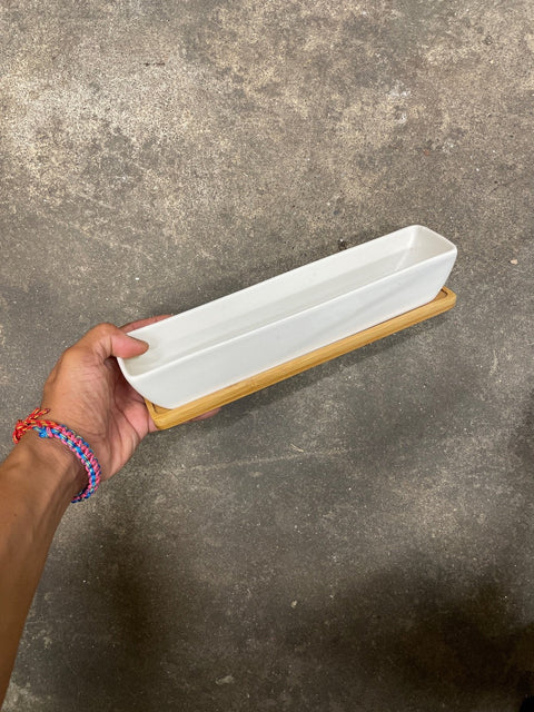 White Serving Dish With Tray