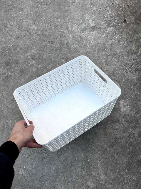 White Storage Basket, 15x11"