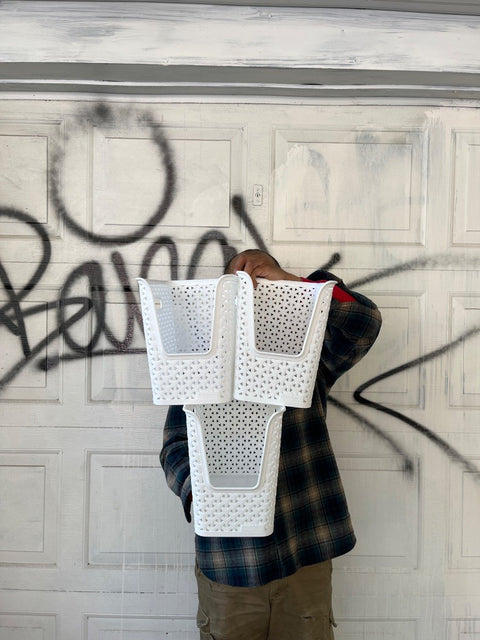White Storage Baskets, 11x6x8"