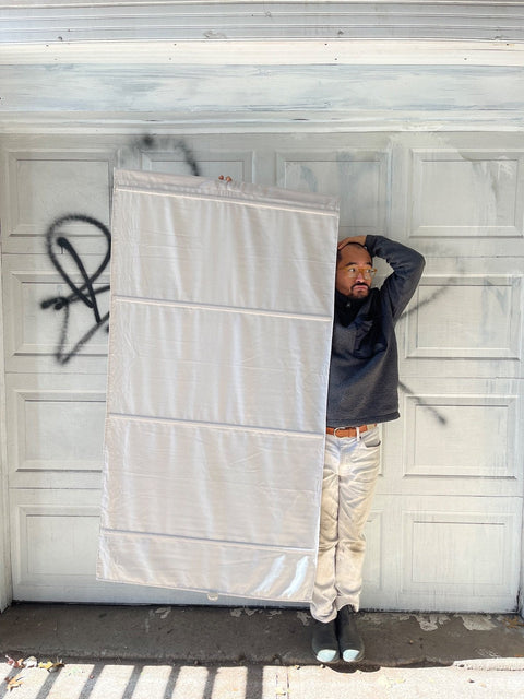 White Window Fabric Roman Shade, W34xL60"