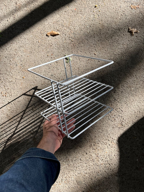 White Wire 2 Tier Corner Shelf, 9x9"