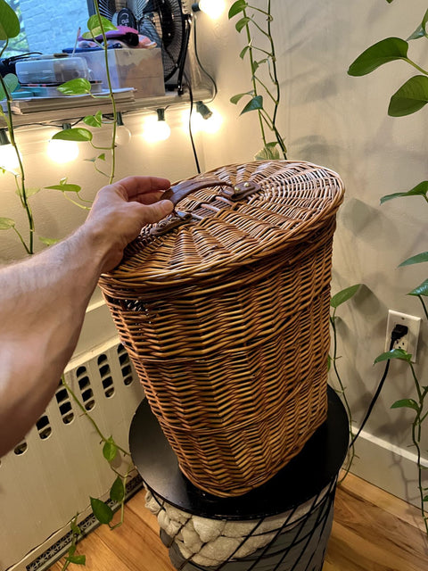 Wicker Laundry Basket With Lid