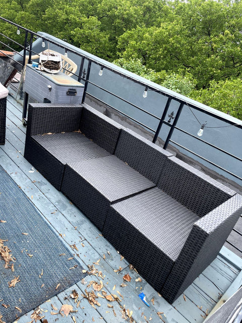 Rattan Outdoor Sectional Sofa, 84x44"