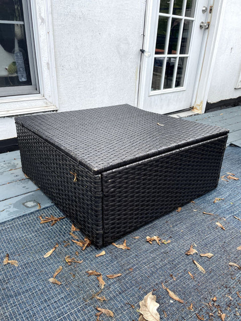 Rattan Storage Coffee Table, 29x29"