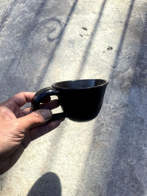 Wide Black Porcelain Coffee Mug