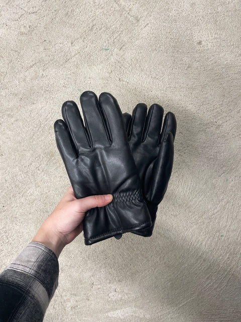 Winter Black Leather Gloves
