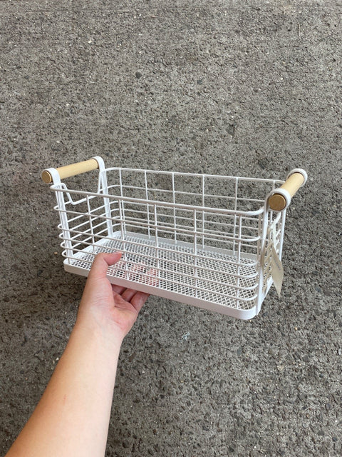 Wire Basket With Wooden Handles
