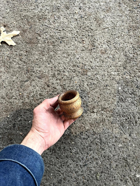 Wooden Carved Mini Pot