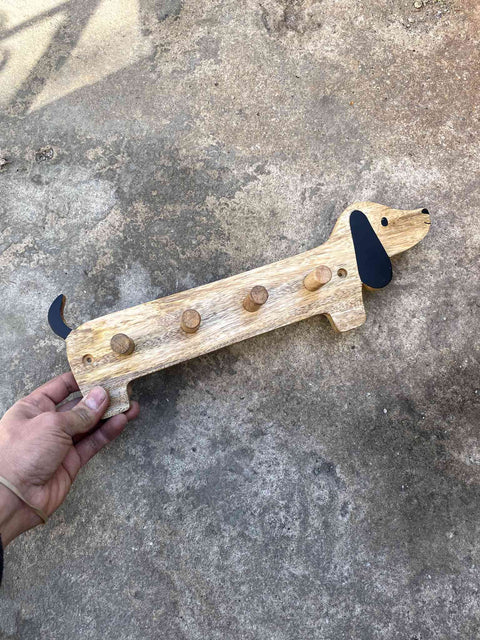 Wooden Dog Wall Hook
