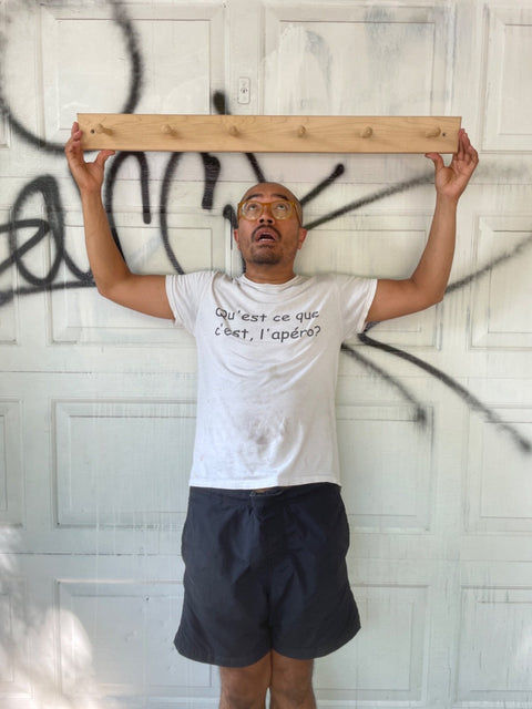 Wooden Peg Coat Rack, 36”