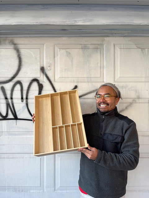 Wooden Utensil Drawer Organizer, 19x14.5"
