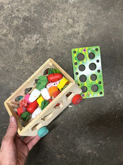 Wooden Vegetable Puzzle Cart