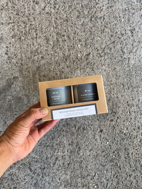 Wooden Wick Candle Set
