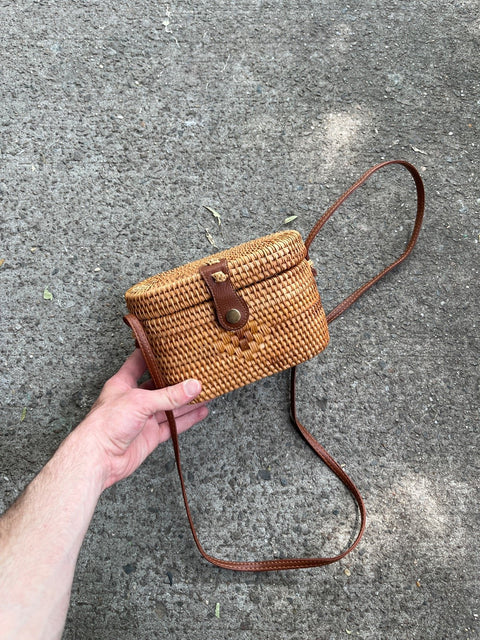 Woven Bag With Leather Strap