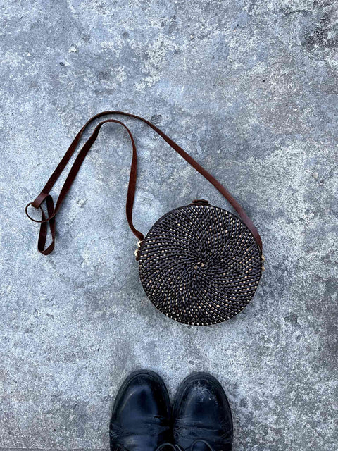 Woven Round Crossbody Bag