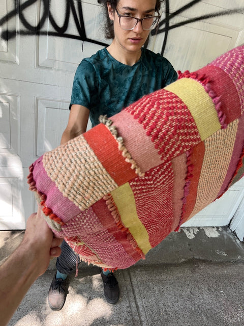 Thick Woven Striped Floor Pillow, 28x28"
