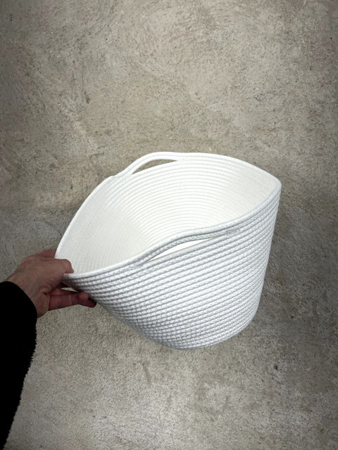 Woven White Rope Basket, 15" Wide