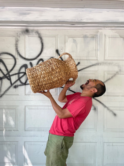 Woven Wicker Basket With Handle, 23”