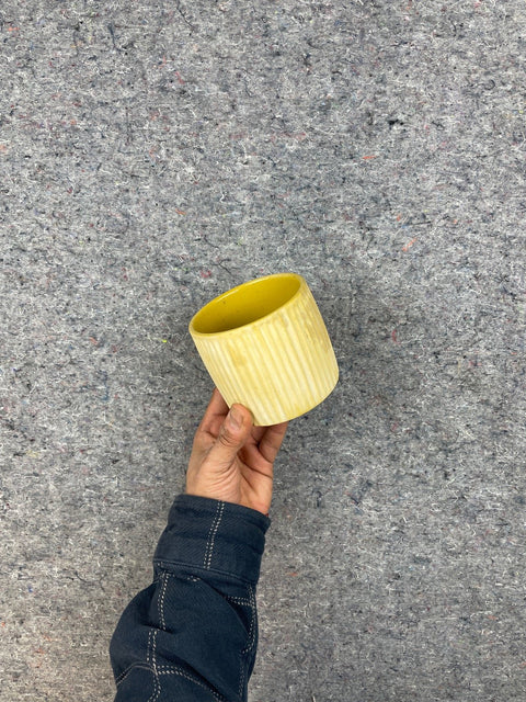 Yellow Striped Ceramic Planter
