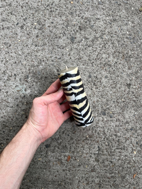 Zebra Patterned Pillar Candle