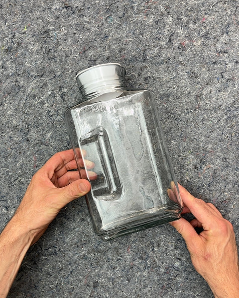 Clear Glass Pitcher with White Lid