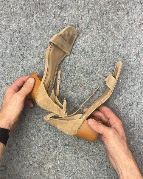 Steve Madden Tan Suede Block Heel Sandals, Size US 7.5W
