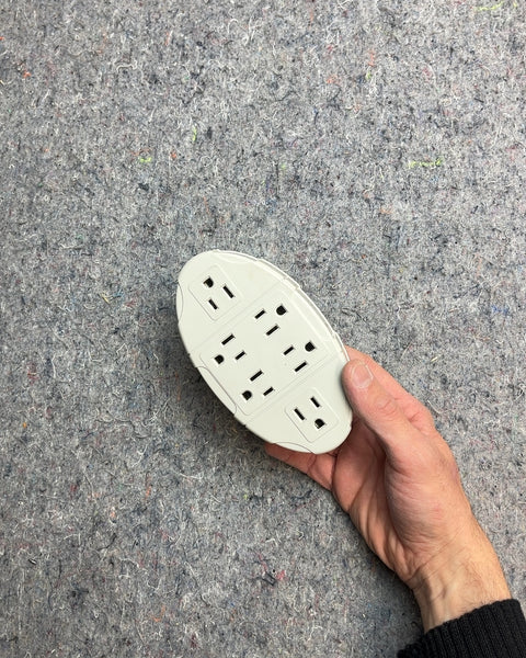White Oval Wall Outlet Extender with 6 Outlets