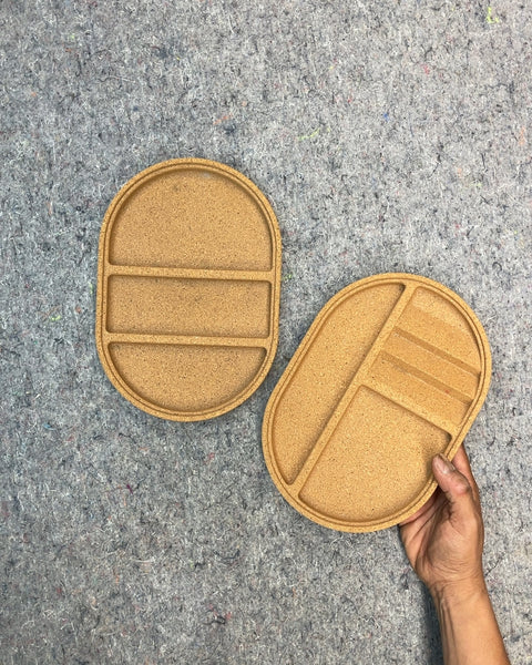 Cork Divided Serving Trays, Set of 2