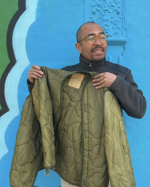 Vintage Army Quilted Coat Liner Jacket, Size S
