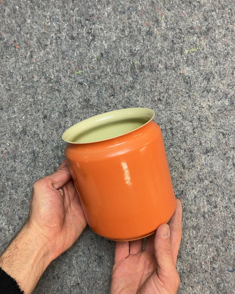 Super Pretty Vintage Chinese Orange Ceramic Canister, One Tiny Mini Chip