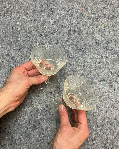 Another Pair of Vintage Etched Coupe Glasses