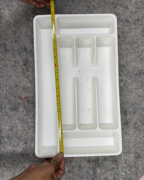 White Plastic Cutlery Drawer Organizer Tray, 20x11”