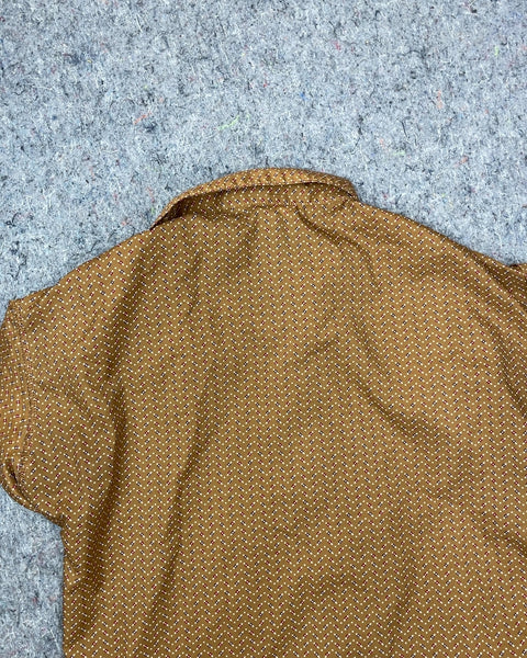 FITTUSS Brown Polka Dot Button-Up Shirt, Sz M