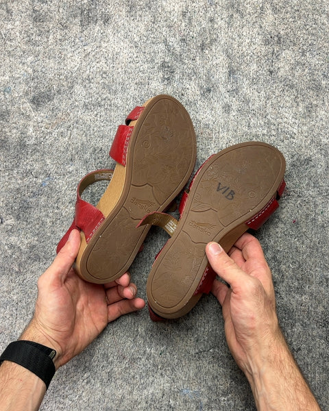 Dansko Red Leather Sandals, Size EU 39