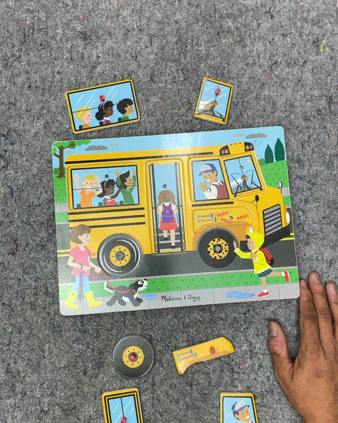 Melissa & Doug School Bus Wooden See & Hear Sound Puzzle