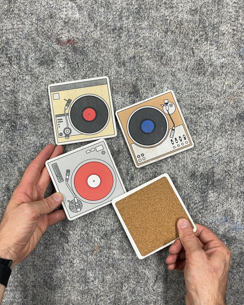Set of 4 Turntable Record Player Coasters