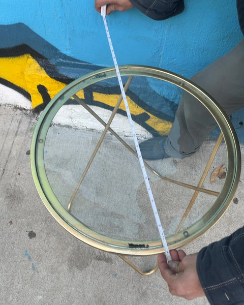 Round Glass Top Accent Table, W18"