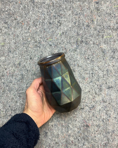Iridescent Geometric Ceramic Vase