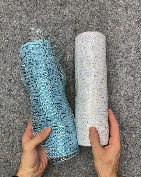 Celebrate It Blue and White Deco Mesh Rolls