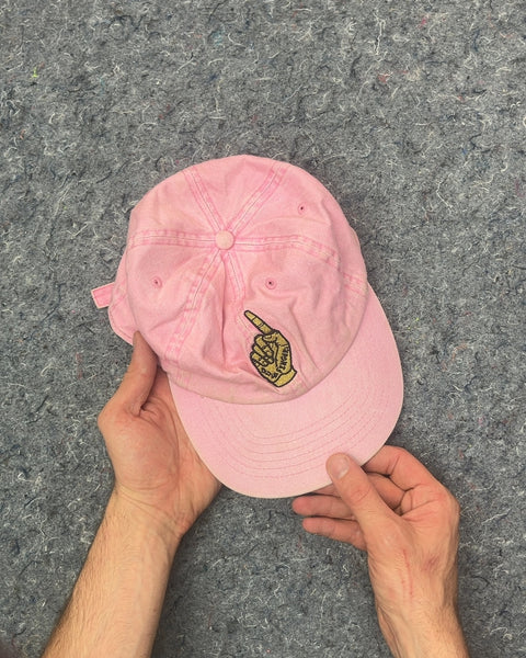 Pink Baseball Cap with Embroidered Finger