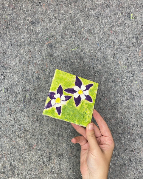 Hand Painted Floral Ceramic Tile