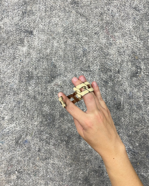 Gold Tone and Cream Link Bracelet