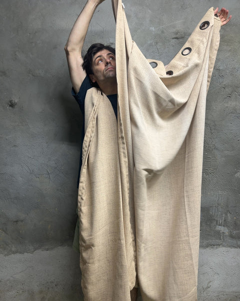 Beige Linen Textured Grommet Top Curtain Panels, 50x60" Each