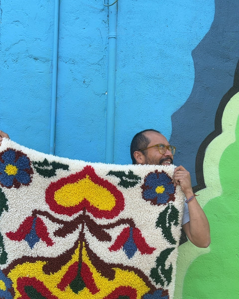 Vintage Latch Hook Tapestry Rug, 34x44"