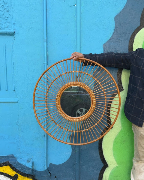 Rattan Sunburst Mirror, W31"