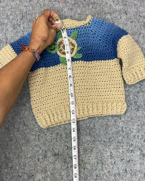 Crochet Baby Sweater with Turtle Applique