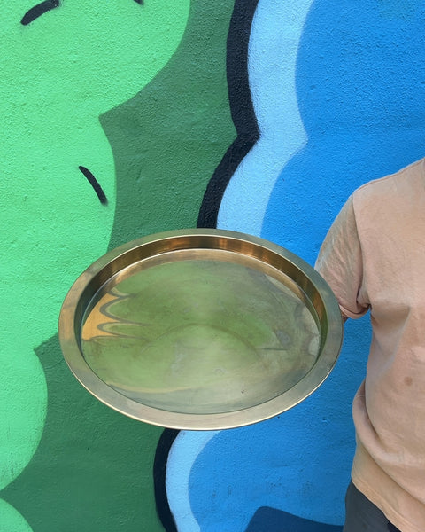 Round Brass Serving Tray, 15"